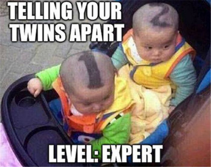 Telling your twins apart. Level: expert